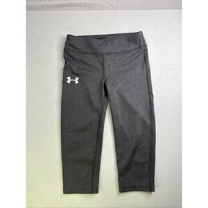 Under Armour‎ Fitted Girls Cropped Capri Pants Gray Size S Heat Gear